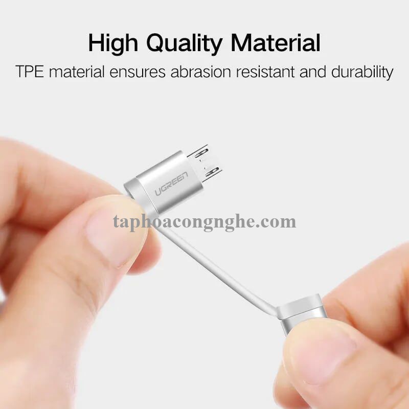 Ugreen 30668 0.5M màu Bạc Cáp sạc đa năng USB sang MicroUSB + Lightning US165 30030668